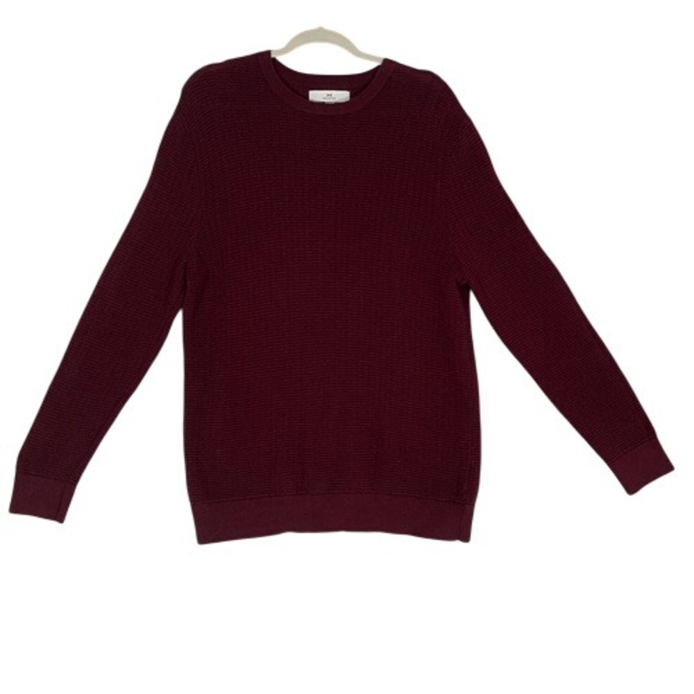 Halston Burgundy Textured Knit Cashmere Blend‎ Sweater Crewneck XL